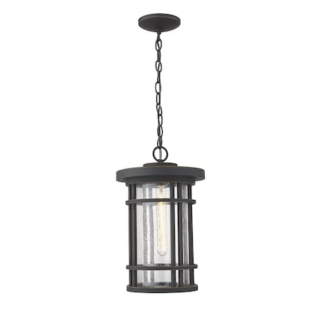 Z-Lite Jordan 1 Light Outdoor Chain Mount Ceiling Fixture, Oil Rubbed Bronze And Clear Seedy 570CHB-ORB